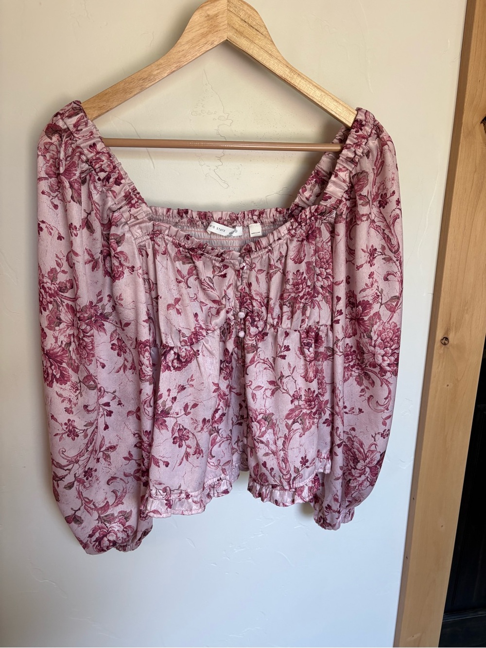 Altar’d State Reign Pink Floral Satin Babydoll Top Size S